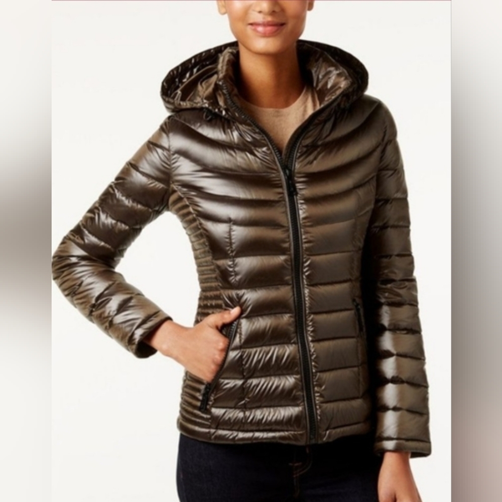 Calvin Klein Shiny Brown-bronze Slim Quilted Packable Puffer Jacket S